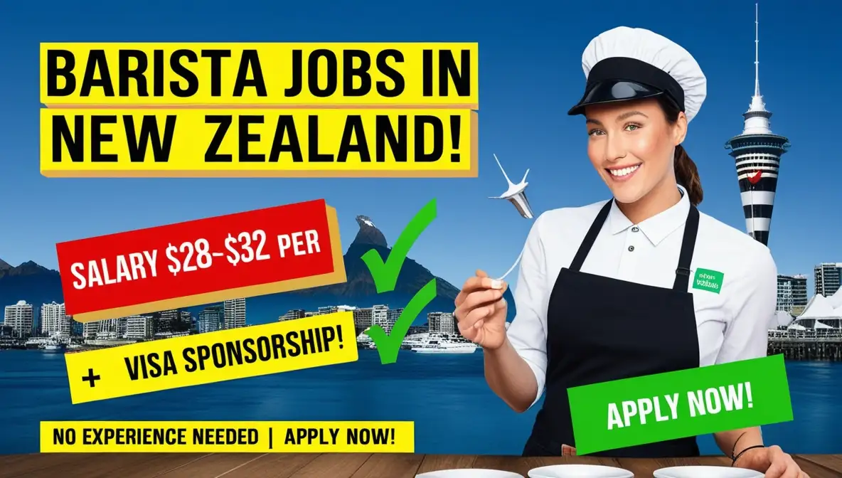 Barista Jobs in New Zealand with Visa Sponsorship 2025: Salary $28-$32 Per Hour